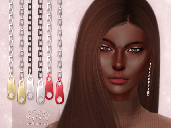 Sims 4 Chain Earrings by 4w25 Sims at TSR