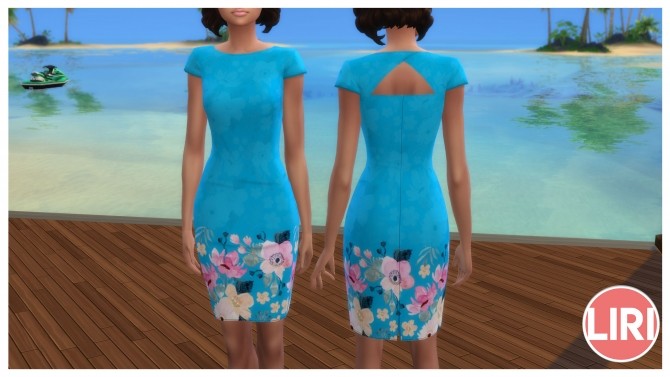 Sims 4 Floral Pencil Dress by Lierie at Mod The Sims