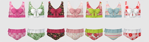 Sims 4 Ruffle Swimsuit with Bow Kids Version 3T4 at Simiracle