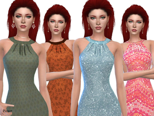 Sims 4 Printed Pencil Dress by pizazz at TSR