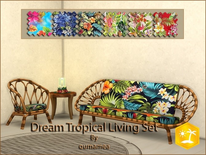 Sims 4 Dream Tropical Living Set by oumamea at Mod The Sims