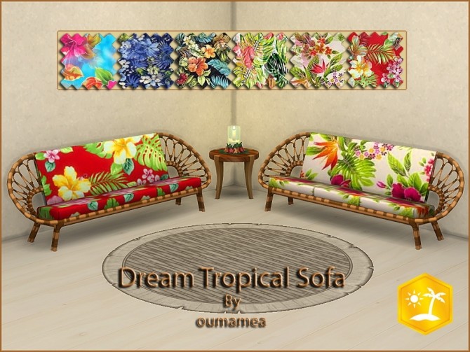 Sims 4 Dream Tropical Living Set by oumamea at Mod The Sims