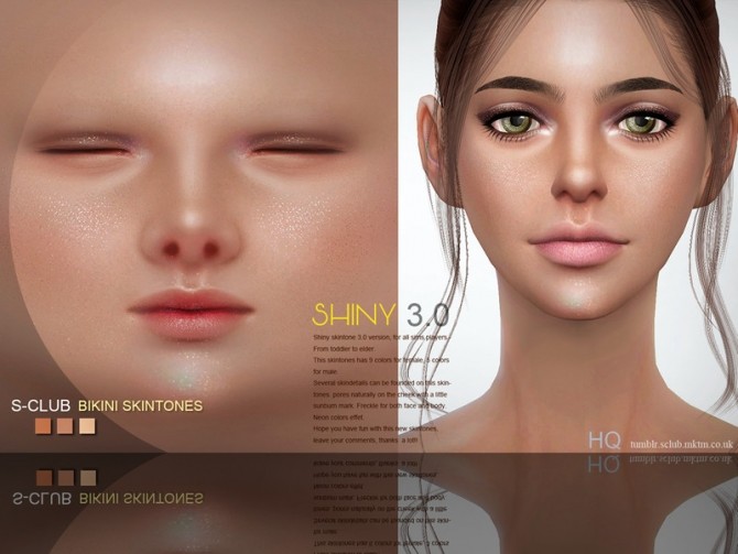 Sims 4 Shiny skin 3.0 by S Club WMLL at TSR