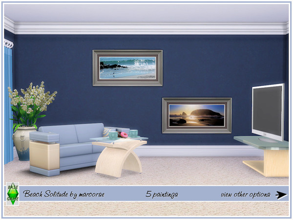 Sims 4 Beach Solitude paintings by marcorse at TSR