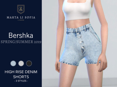 High Rise Denim Shorts by martalisofia at TSR