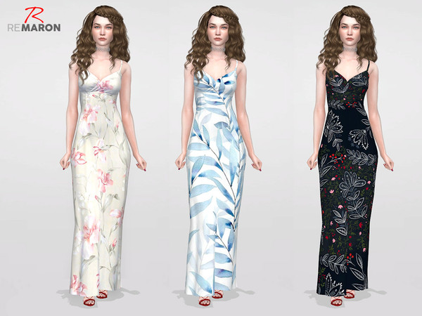 Sims 4 Dress Floral for women by remaron at TSR