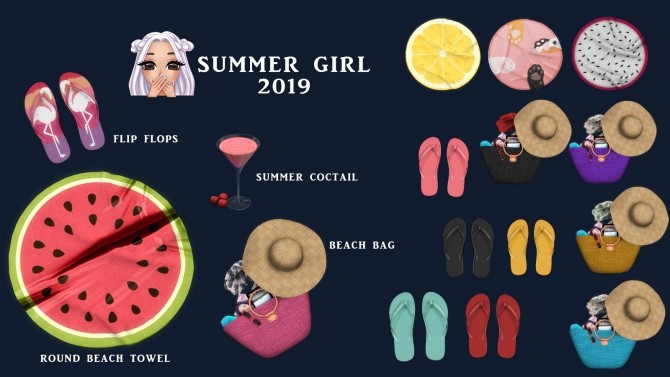 Sims 4 Summer Girl 2019 set (P) at Leo Sims