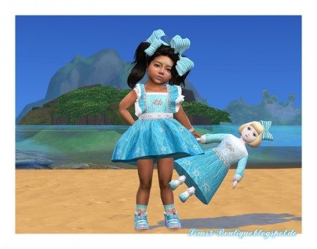Elsa Dress, bow, shoes and 2 Acc Doll + Deco Doll at Sims4-Boutique