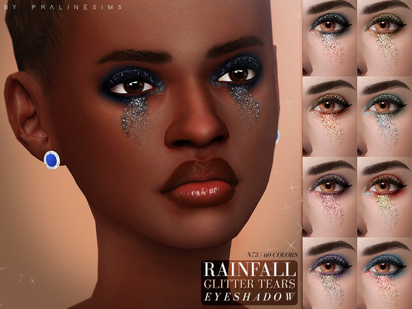 Sims 4 RAINFALL Glitter Tears Eyeshadow N73 by Pralinesims at TSR