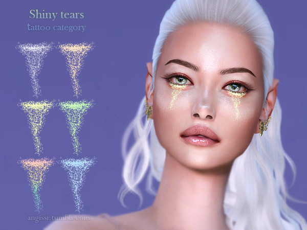 Sims 4 Shiny tears tattoo category by ANGISSI at TSR