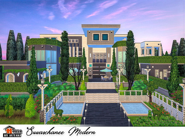 Sims 4 Suwaschanee Modern house by autaki at TSR