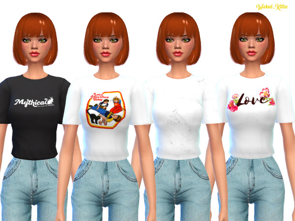 Sims 4 Snazzy Tucked Tees by Wicked Kittie at TSR