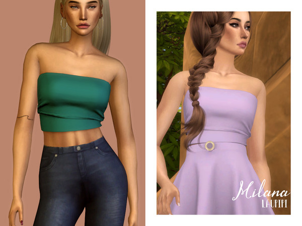 Sims 4 Milana cropped sleeveless top by laupipi at TSR