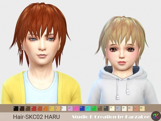 Sims 4 Haru hair SKC02 for kids at Studio K Creation