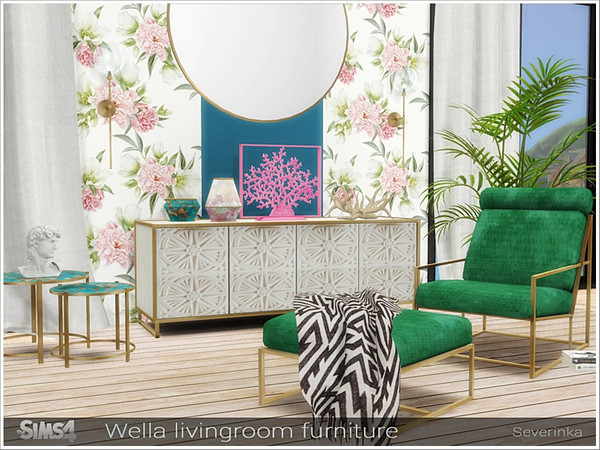 Sims 4 Wella livingroom furniture by Severinka at TSR