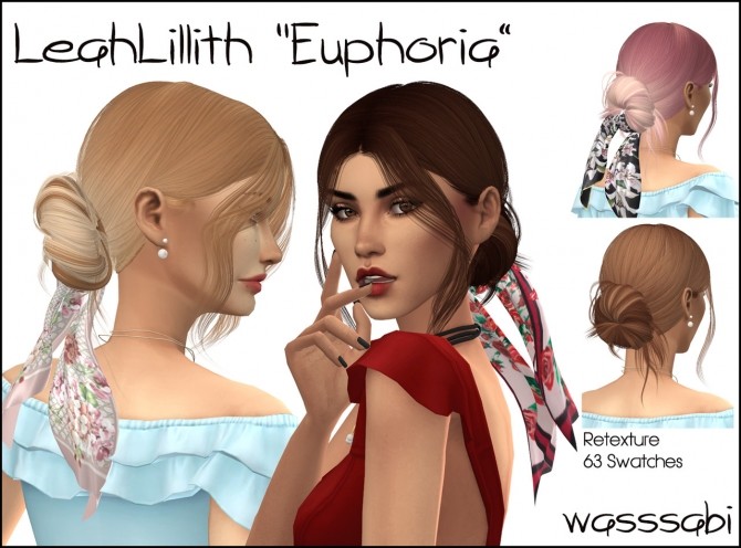 Sims 4 LeahLillith Euphoria hair retextured at Wasssabi Sims