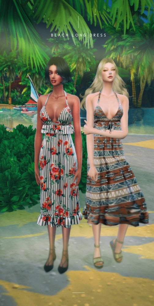 Sims 4 Beach Long Dress at NEWEN
