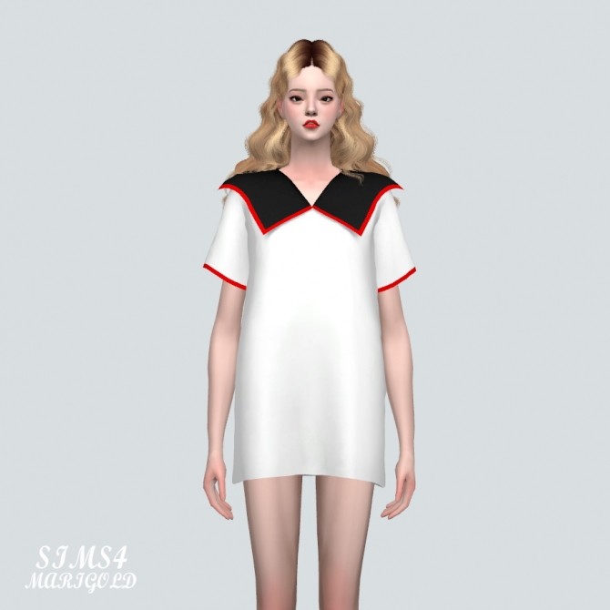 Sims 4 Big Collar Boxy Dress (P) at Marigold
