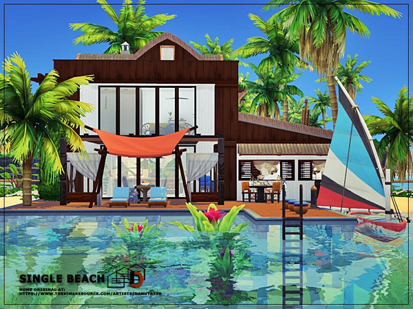Sims 4 Single Beach house by Danuta720 at TSR