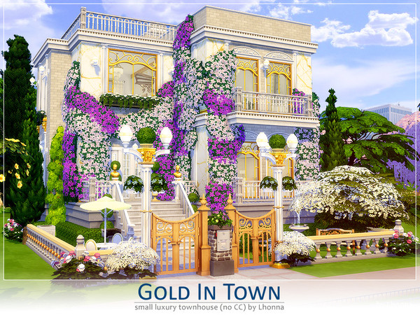 Sims 4 Gold In Town small but luxury townhouse by Lhonna at TSR