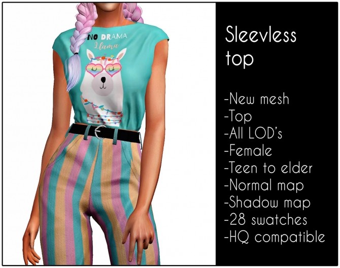 Sims 4 Sleeveless top at LazyEyelids