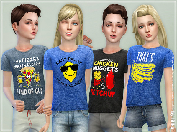Sims 4 T Shirt Collection for Children 01 by lillka at TSR