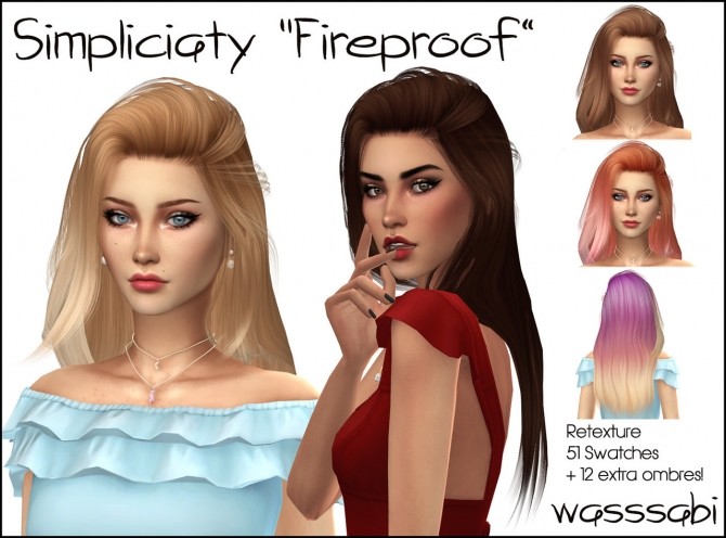 Sims 4 Simpliciaty Fireproof hair retexture at Wasssabi Sims