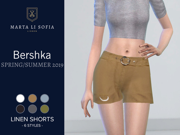 Sims 4 Linen Safari Shorts by martalisofia at TSR