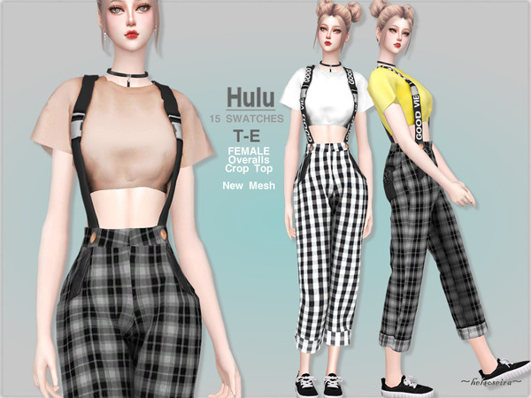 Sims 4 HULU Top w/ Overalls by Helsoseira at TSR