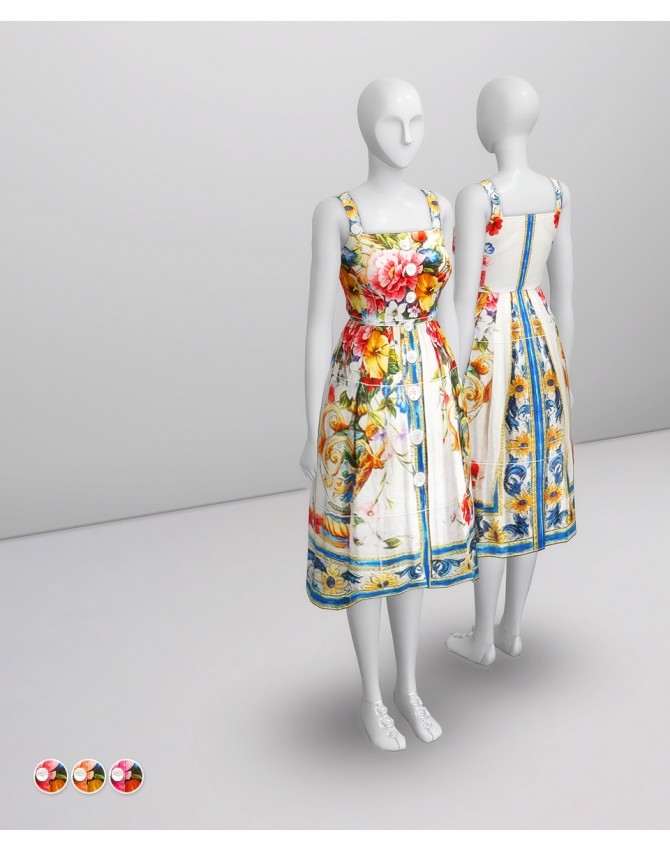 Sims 4 Floral Print Cotton Poplin Dress at Rusty Nail