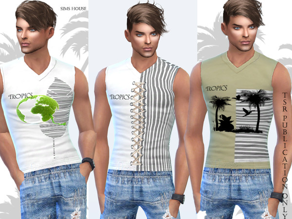 Sims 4 Tropics Mens Sleeveless T shirt by Sims House at TSR