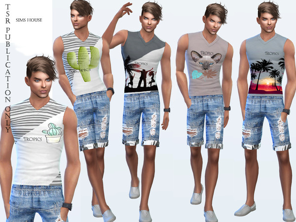 Sims 4 Tropics Mens Sleeveless T shirt by Sims House at TSR