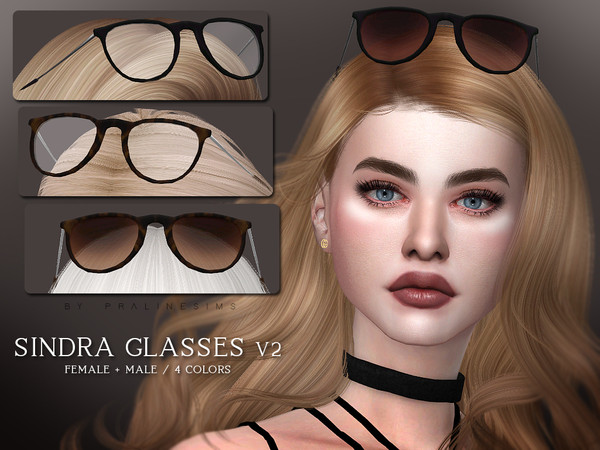Sims 4 Sindra Glasses V2 by Pralinesims at TSR