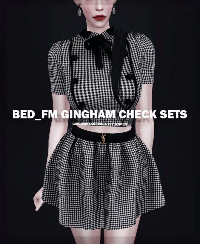 Sims 4 FM Gingham check sets at Bedisfull – iridescent