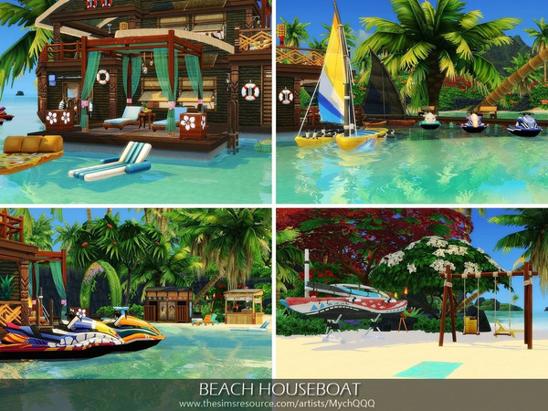 Sims 4 Beach Houseboat by MychQQQ at TSR