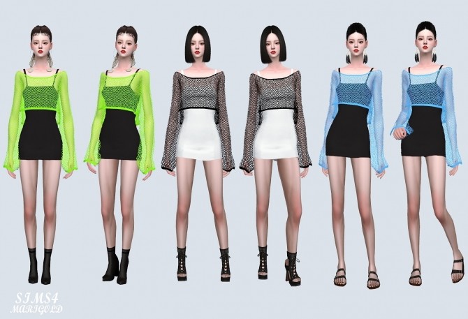 Sims 4 Crop See through Knit Dress (P) at Marigold