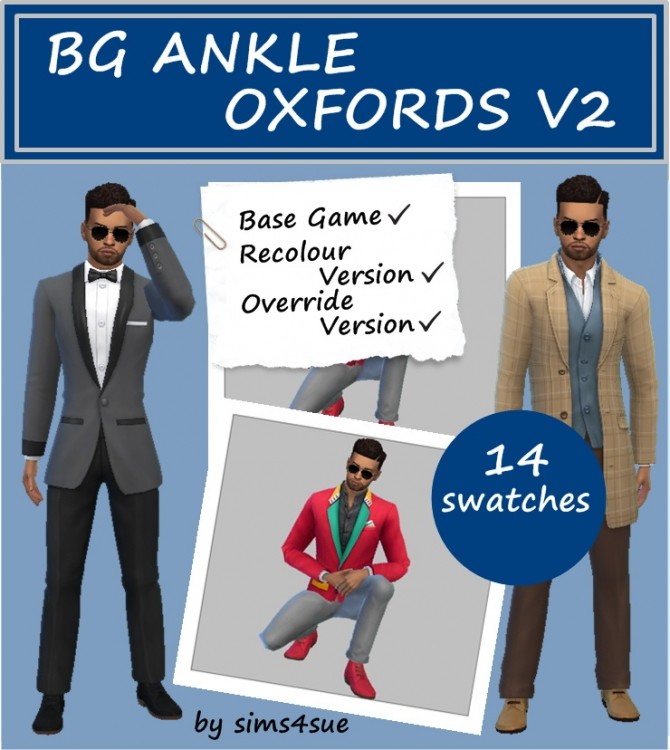 Sims 4 BASE GAME ANKLE OXFORDS V2 at Sims4Sue