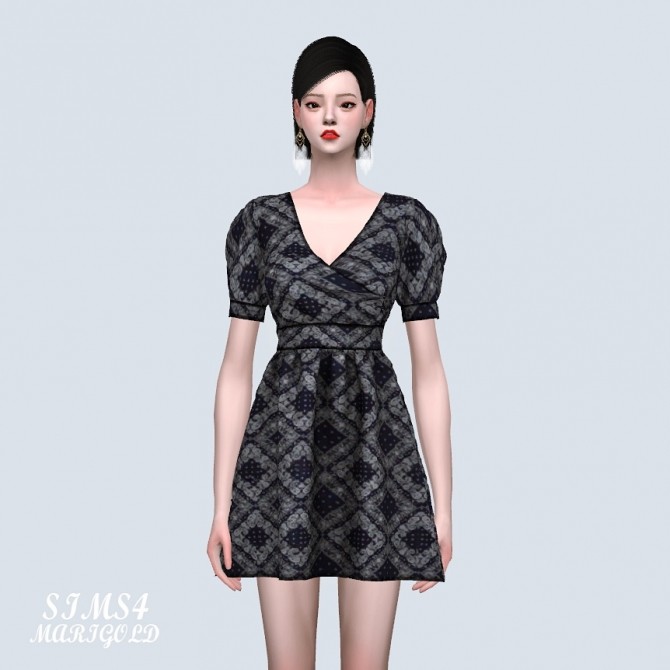 Paisley Pattern Mini Dress (P) at Marigold » Sims 4 Updates
