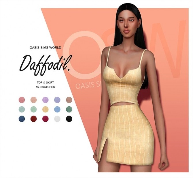 Sims 4 Daffodil top & skirt at OSW – Oasis Sims World