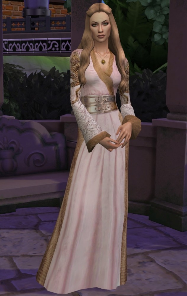 Sims 4 Cersei Lannister Pink Swirl Dress by HIM666 at Mod The Sims