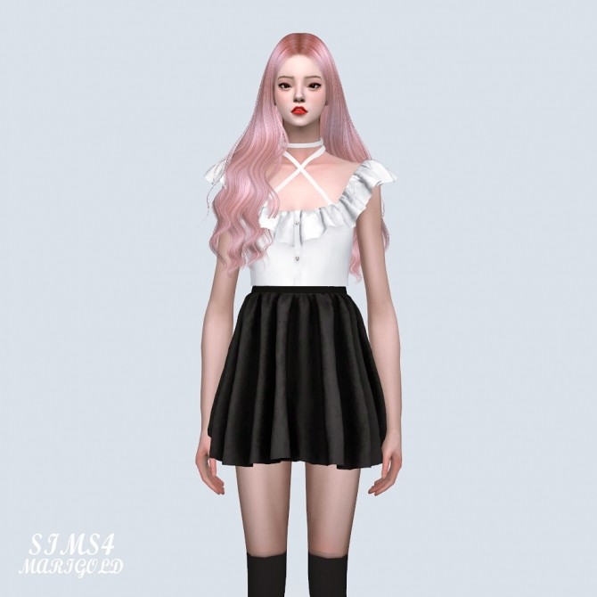 Sims 4 High Waist Flare Mini Skirt (P) at Marigold
