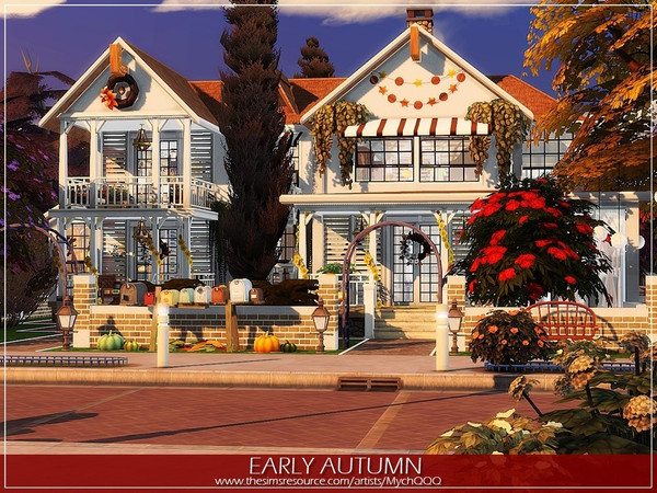 Sims 4 Early Autumn house by MychQQQ at TSR