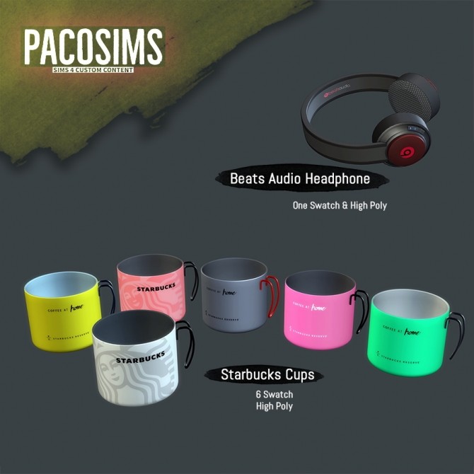 Sims 4 Cups & Headphone (P) at Paco Sims