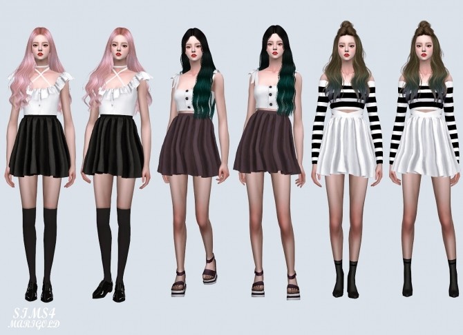 Sims 4 High Waist Flare Mini Skirt (P) at Marigold