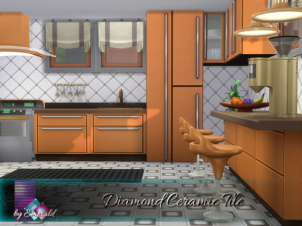 Sims 4 Diamond Ceramic Tile by emerald at TSR