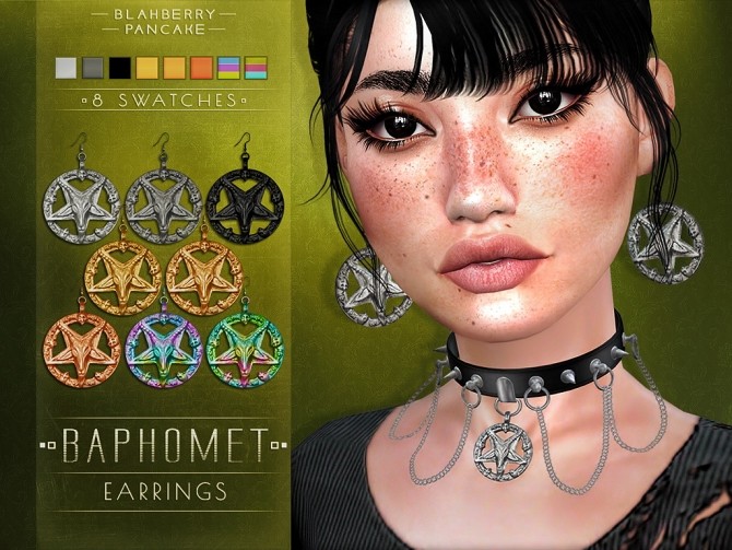 Sims 4 Baphomet earrings & choker at Blahberry Pancake