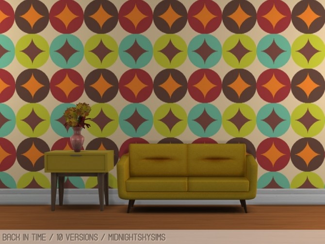 Sims 4 Back in time retro wall set at Midnightskysims