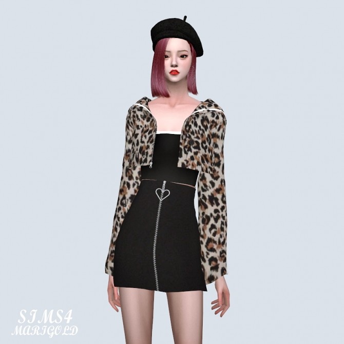 Sims 4 Line Hood Jacket With Crop Top (P) at Marigold