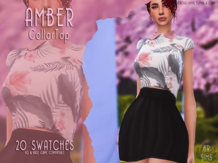 Amber Collar Top at BlueRose-Sims