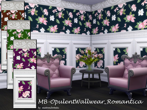 Sims 4 MB Opulent Wallwear Romantica by matomibotaki at TSR
